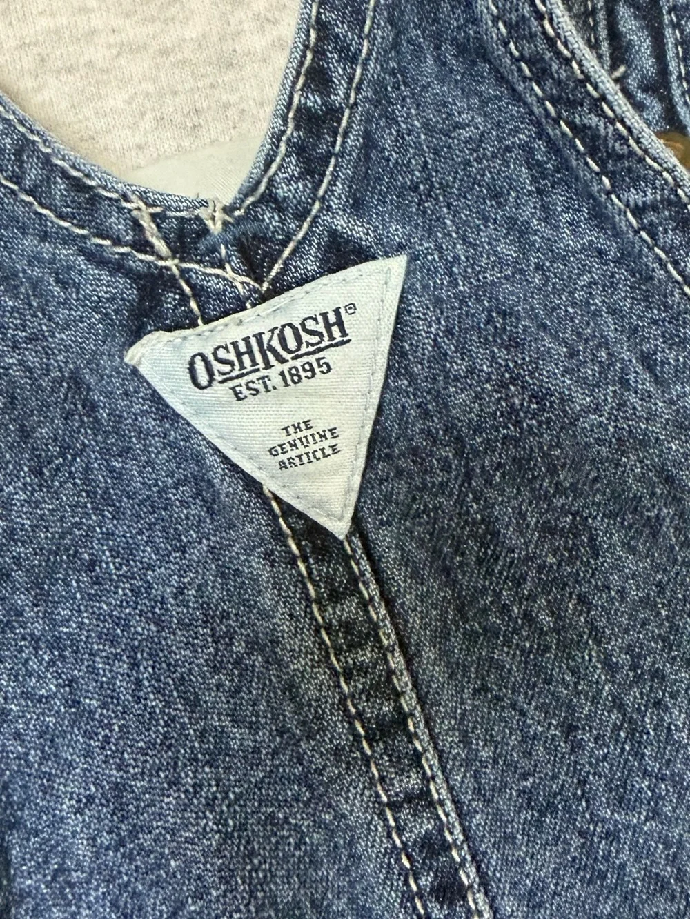 Vintage OshKosh B’gosh Denim Overall Jumper Dress Red Camping Tent - 24M
